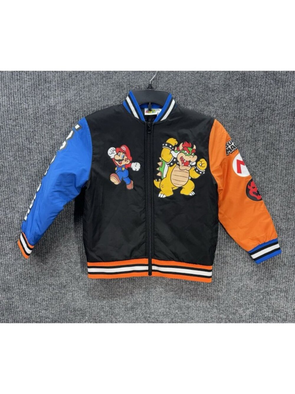 Super Mario Bowser Jacket Boys Kids 8 Multicolor Bomber Full Zip Here We Go!